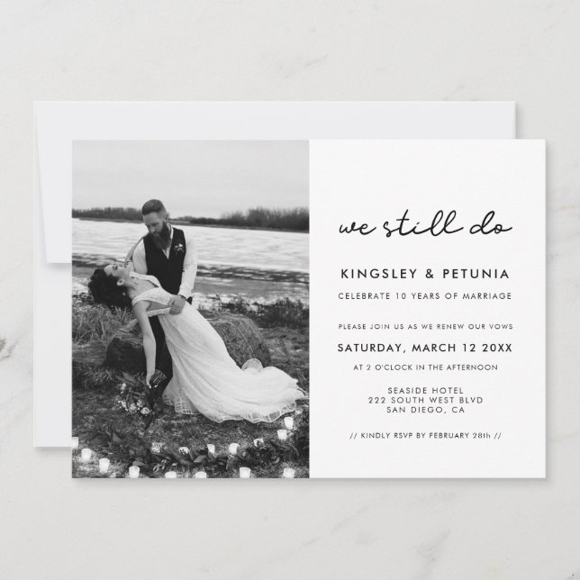 Simple We still do Wedding Vow renewal photo Invitation (Front)