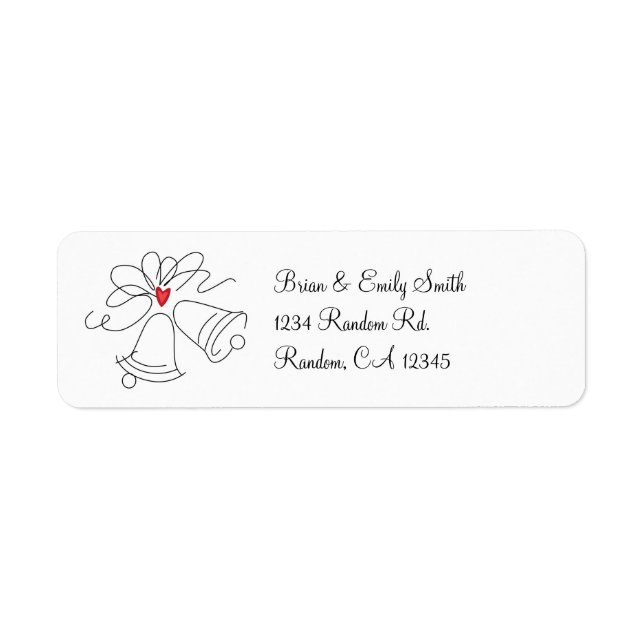 Simple wedding bells custom return address labels (Front)