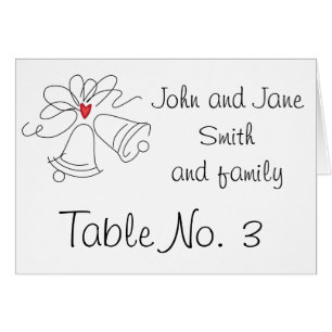 Simple wedding bells custom table number cards