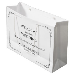 Simple Wedding Black And White Large Gift Bag