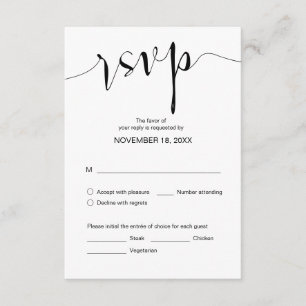 Simple Wedding Calligraphy, Black,  Dinner RSVP Enclosure Card