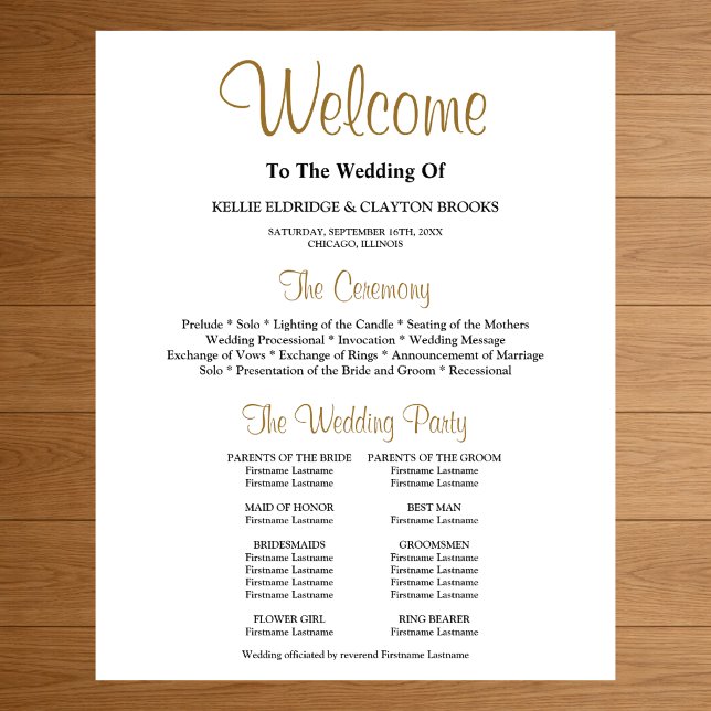 Simple Wedding Ceremony Program Poster (Creator Uploaded)