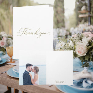 Simple Wedding Couple Photo Folded Thank You Card