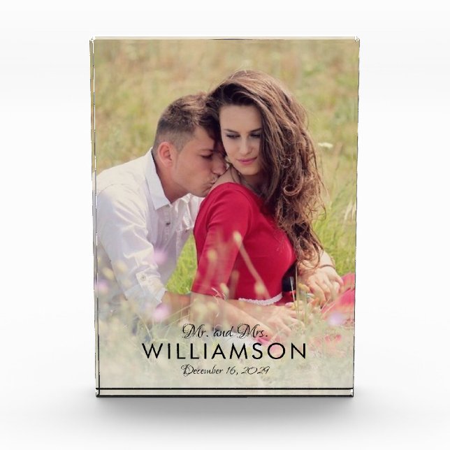 Simple Wedding Couple Photo Name Date (Front)
