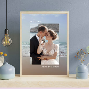 Simple wedding date & couple name photo print