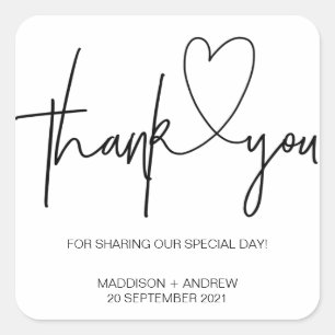 Simple Wedding Engagement Thank You Favour Square Sticker