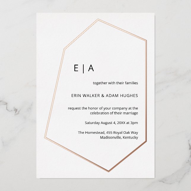  Simple Wedding Geometric Real Rose Gold   (Front)