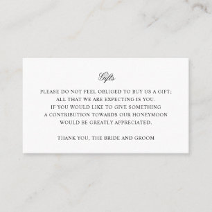 Simple Wedding Gift Insert Card