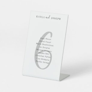 Simple Wedding Guest List Table Number 6 Pedestal Sign