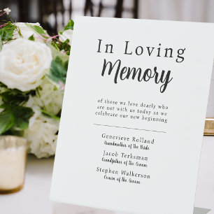 Simple Wedding In Loving Memory Pedestal Sign