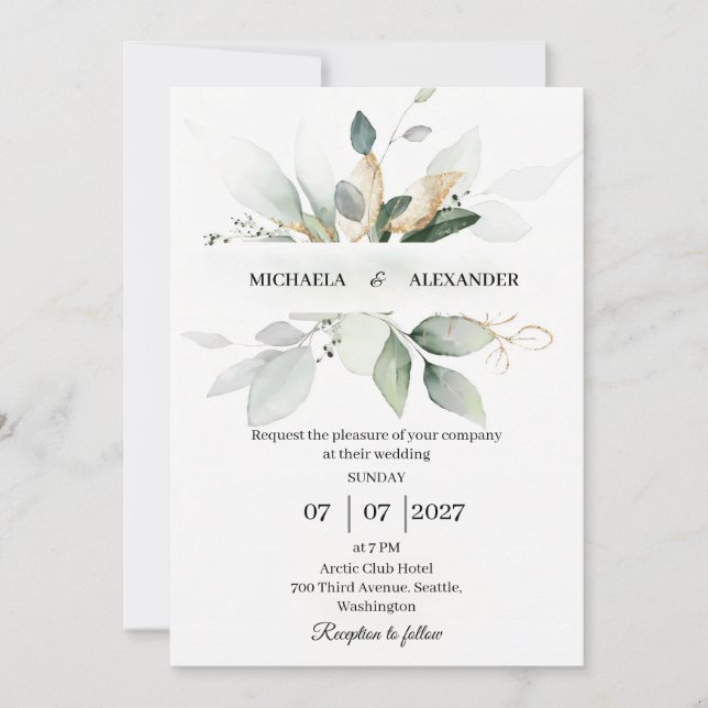Simple wedding Invitation card (Front)