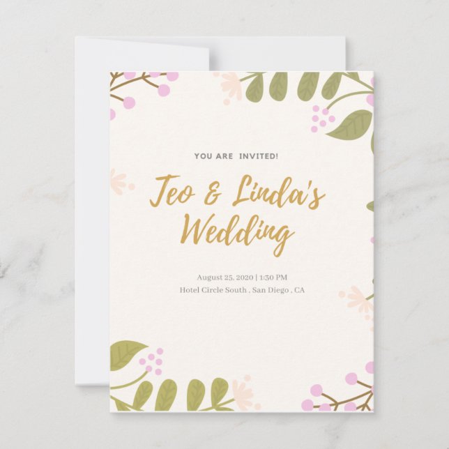 Simple Wedding Invitation/ Modern Wedding Invitati Invitation (Front)