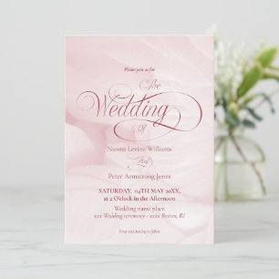 Simple wedding invitation pink peony