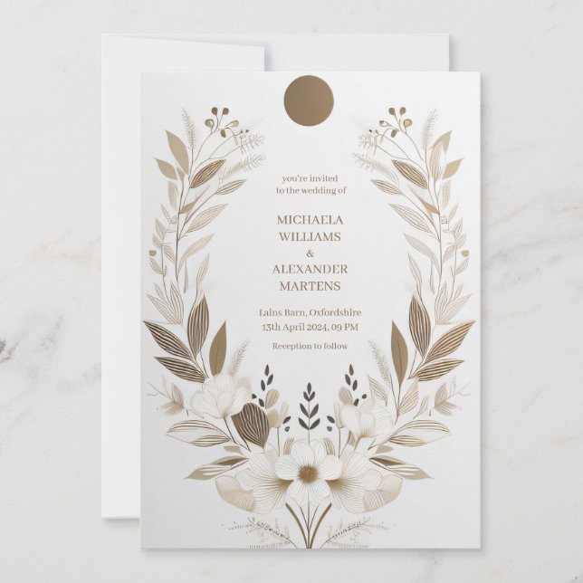 simple Wedding Invitations card with flowers (Front)