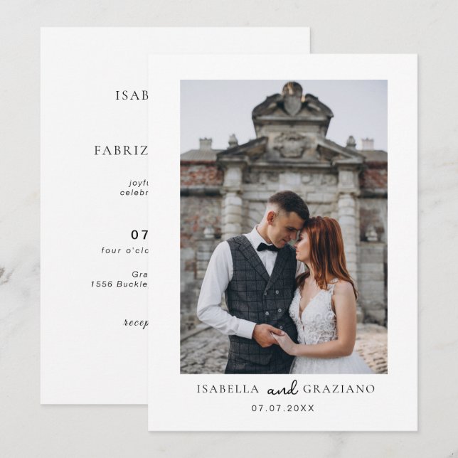 Simple Wedding Invite Modern Minimalist (Front/Back)