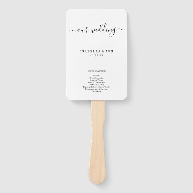 Simple Wedding Mass / Ceremony Program Fan (Front)