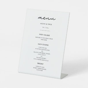 Simple wedding menu pedestal sign