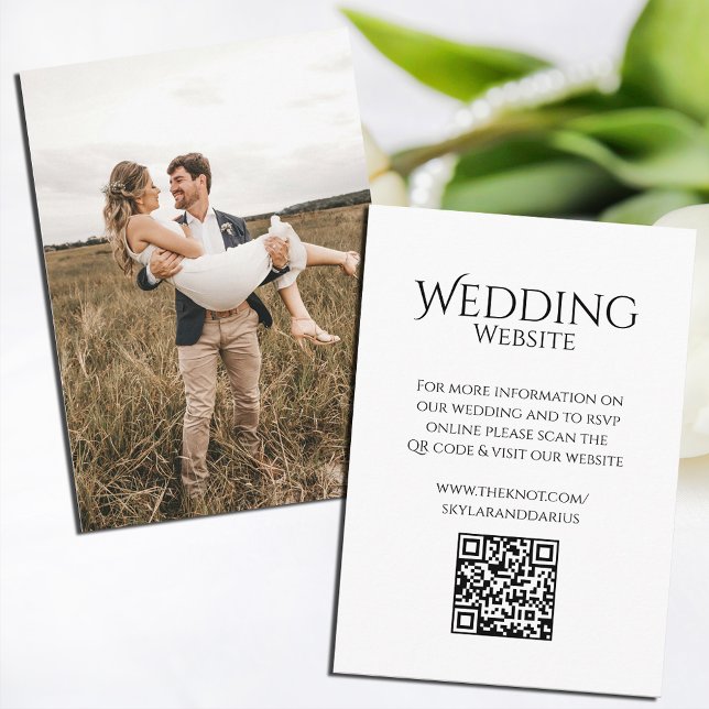 Simple Wedding Monogram Classic Minimal QR Code Enclosure Card (Creator Uploaded)