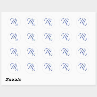Simple Wedding Monogram Classic Round Sticker
