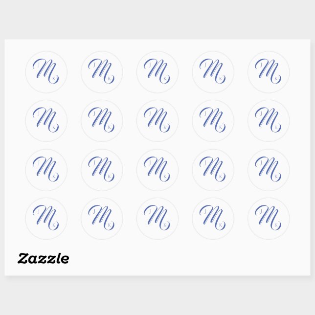 Simple Wedding Monogram Classic Round Sticker (Sheet)