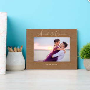 Simple Wedding Monogram Laser Etched Picture Frame