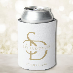 Simple Wedding Monogram Personalized With Name Can Cooler