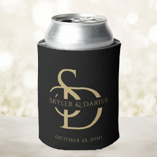 Simple Wedding Monogram Personalized With Name Can Cooler