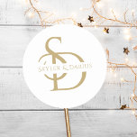 Simple Wedding Monogram Personalized With Name Classic Round Sticker<br><div class="desc">Add a personalized touch to your wedding details with the Simple Wedding Monogram Personalized With Name Classic Round Sticker. Featuring a custom monogram with the bride and groom’s initials, these elegant stickers are perfect for sealing wedding envelopes, decorating favours, or adding a stylish accent to your wedding stationery. The simple...</div>