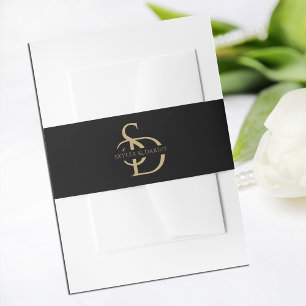 Simple Wedding Monogram Personalized With Name Invitation Belly Band