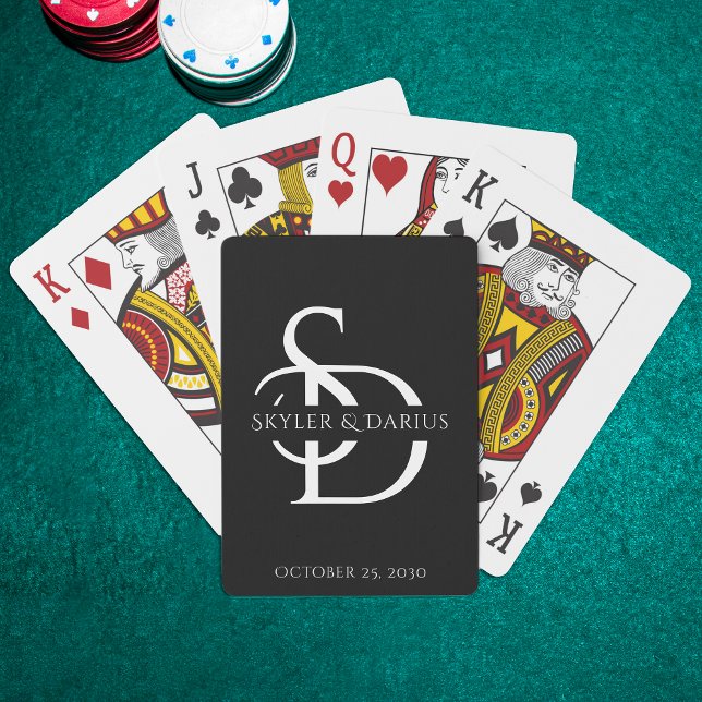 Simple Wedding Monogram Personalized With Name Playing Cards (Creator Uploaded)