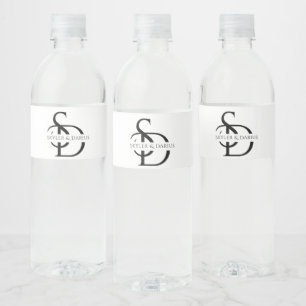 Simple Wedding Monogram Personalized With Name Water Bottle Label