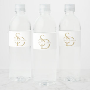 Simple Wedding Monogram Personalized With Name Water Bottle Label