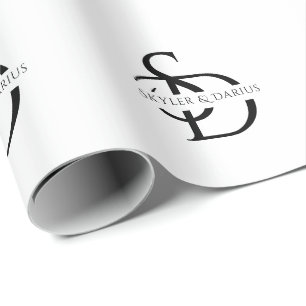 Simple Wedding Monogram Personalized With Name Wrapping Paper