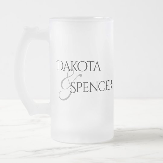 Simple Wedding | Names Date Black White Grey Chic Frosted Glass Beer Mug