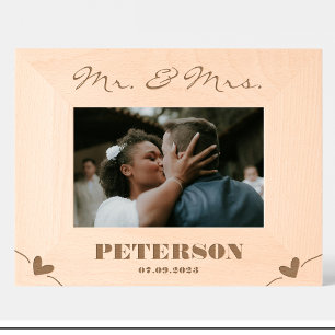 Simple Wedding Names Engraved wood frame