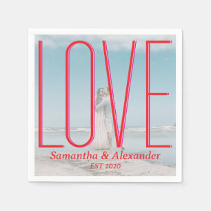 Simple Wedding Personalized Couple Photo Modern Napkin