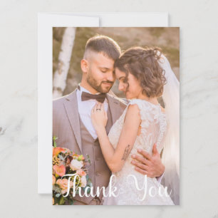 Simple Wedding Photo Add Your Greeting Thank You Card