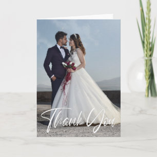Simple Wedding Photo Add Your Greeting Thank You Card