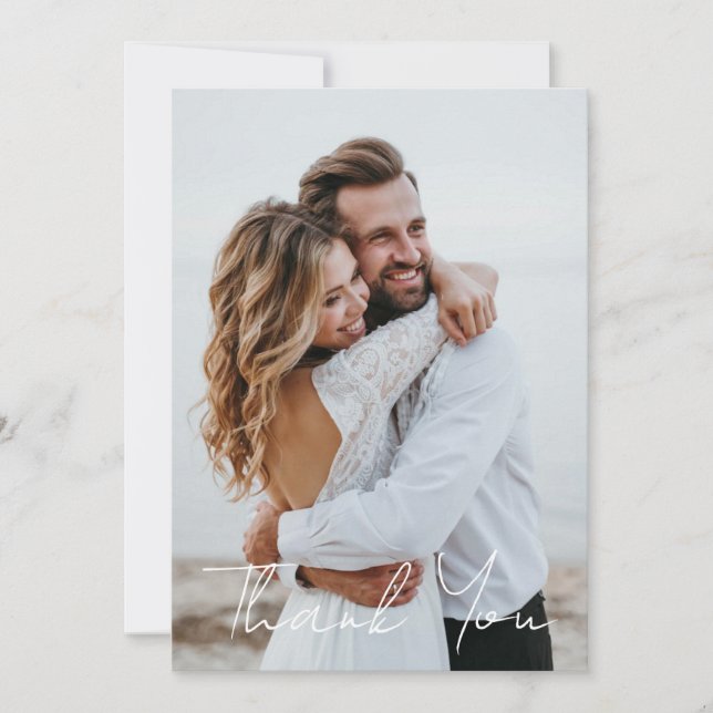 Simple Wedding Photo Add Your Greeting Thank You  Card (Front)