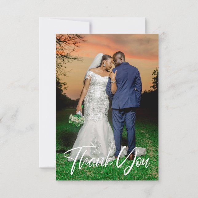 Simple Wedding Photo Add Your Greeting Thank You  Card (Front)