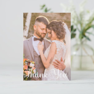 Simple Wedding Photo Add Your Greeting Thank You Card