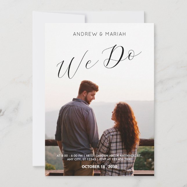 Simple wedding photo minimalist Invitation (Front)