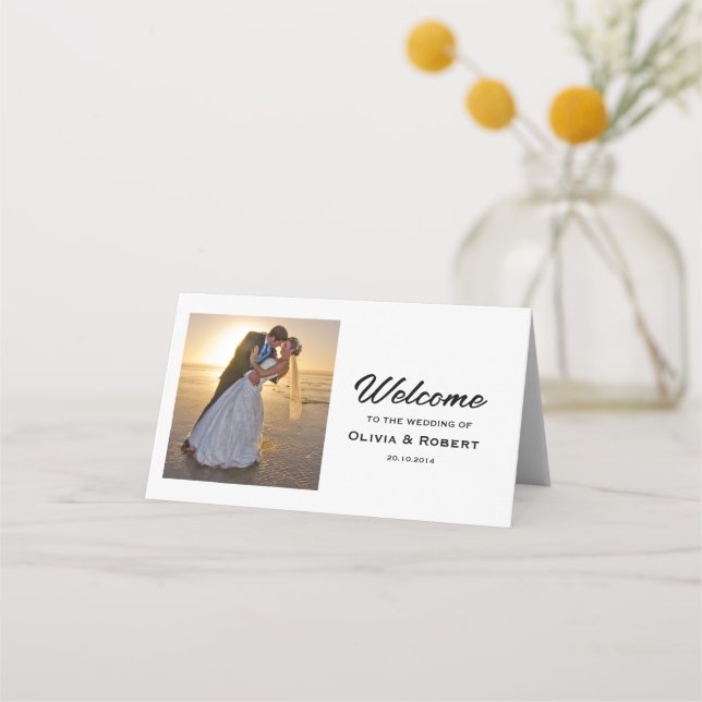 Simple Wedding Photo Place Card (Front)