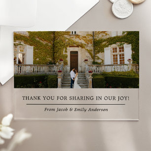 Simple Wedding Photo Thank You Acrylic Invitations