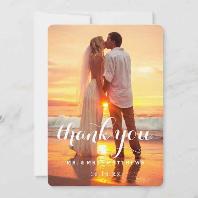 Simple Wedding Photo Thank You Card (Front)