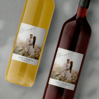 Simple Wedding Photo Wine Label