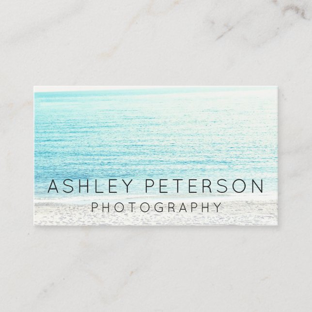 Simple wedding photography beach typography business card (Front)