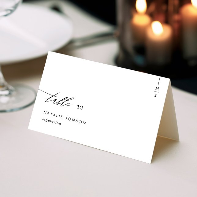 Simple Wedding Place Cards With Meal Choice (Front)