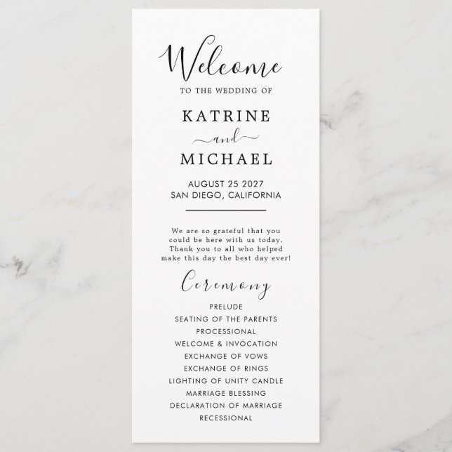 Simple  Wedding Program (Front)
