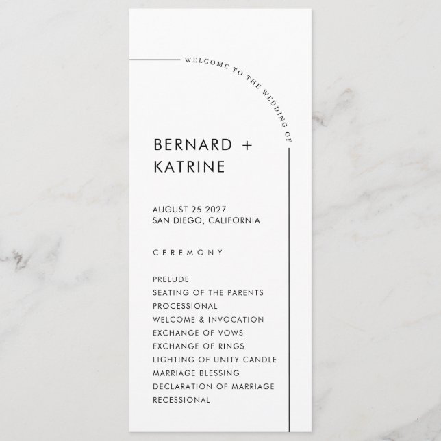 Simple  Wedding Program (Front)